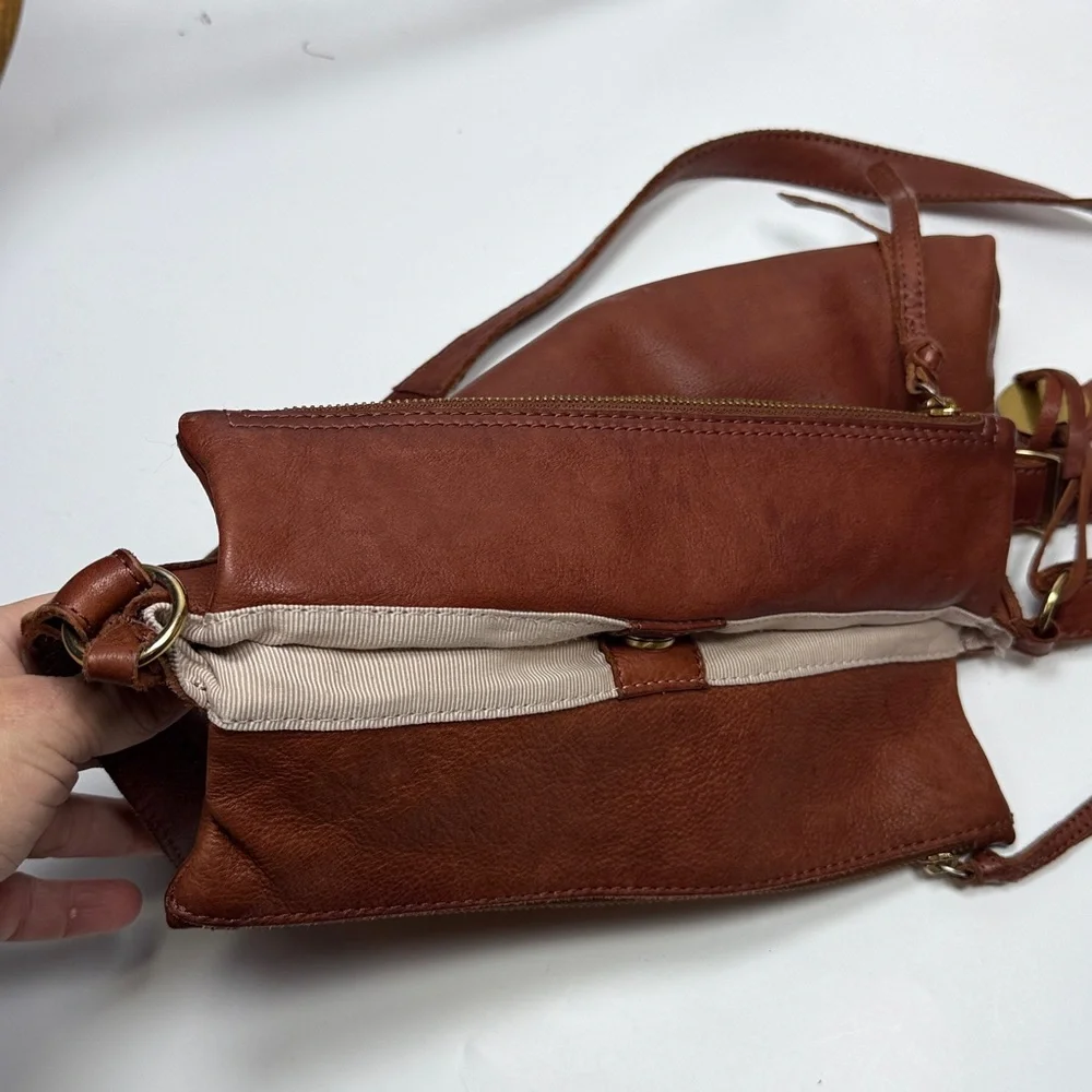 Margot Soft Leather Large Crossbody Hobo Bag Reddish Brown/ Rust Color Bag